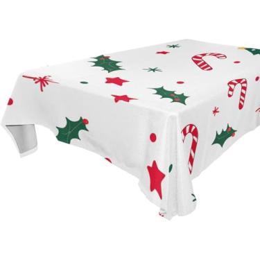 Imagem de Blueangle Toalha de mesa para árvore de Natal - Toalha de mesa quadrada de poliéster impermeável e resistente a manchas para ambientes internos e externos, 152 x 152 cm (242)