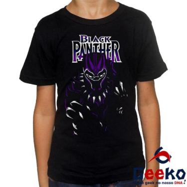 Imagem de Camiseta Infantil Pantera Negra 100% Algodão Black Panther Wakanda Gee