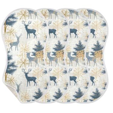 Imagem de Wassud Panos de musselina para bebês com flocos de neve pacote com 2 toalhas de rosto de algodão absorventes e panos macios para arrotos para meninos e meninas recém-nascidos