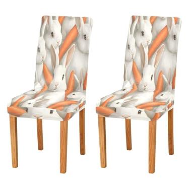 Imagem de SEHANY Lindas capas de cadeira de coelho de conto de fadas para sala de jantar, conjunto de 4, capa protetora elástica removível e lavável para cadeira de jantar para cozinha, hotel, festa, decoração