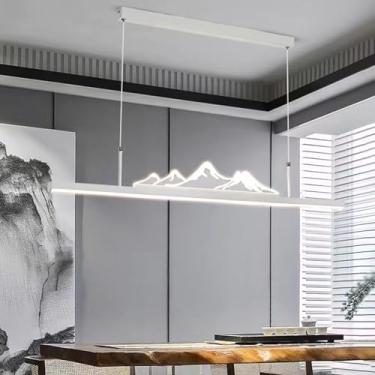 Imagem de Luminária pendente LED moderna para mesa de jantar, com intensidade regulável, design criativo e elegante, ideal para sala de jantar, escritório e cozinha (branca, 100 cm de comprimento).