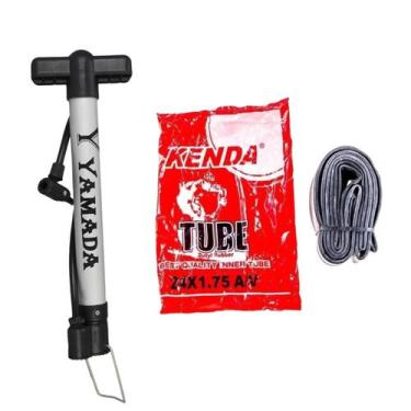 Imagem de Bomba De Ar Bicicleta Yamada Alumínio 30cm Para Pneu Bike + Camara De 