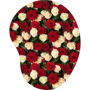 Imagem de Mouse Pad Ergonômico Gota Buquê de Rosas Vermelhas e Brancas