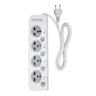 Imagem de Filtro de Linha 4 Tomadas Universais com Interruptores Individuais, Cabo 2M, 2500W, Bivolt, Branco, ST-894