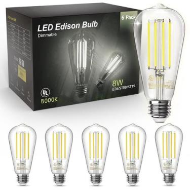 Imagem de Lâmpadas LED TJOY Edison 8W 5000K reguláveis, pacote com 6