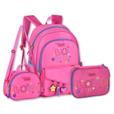 Imagem de Mochila Cacau Haxkar com Lancheira e Estojo Kit Escolar Feminino-Feminino