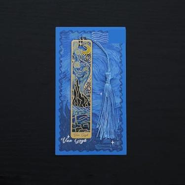 Imagem de Marcador de página vintage de metal para pintura a óleo – 1 marcador de livro de bronze oco com borla longa – presentes de papelaria para leitores, clubes de livros, leitores, festivais, escritores