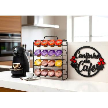 Imagem de Suporte Porta 32 Cápsulas Dolce Gusto Preto + Placa MDF Kit Organizado