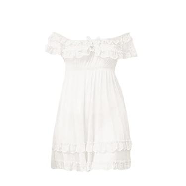 Imagem de 3FLQOOPP Babydoll Lingerie Sexy Lace Pijama para Mulheres Vestido Plus Size (Branco Grande)