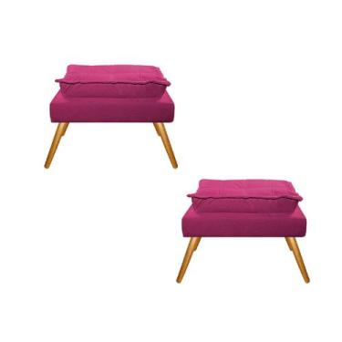 Imagem de Kit 02 Puffs Opala Palito Mel Suede Pink - Doce Sonho Móveis