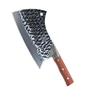 Imagem de Cutelo Artesanal Rustico Com Bainha Corta Osso Carne Aço Inox