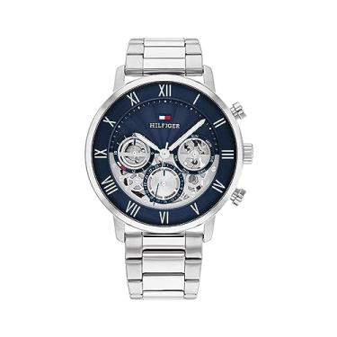 Imagem de Tommy Hilfiger Relógio masculino multifuncional de quartzo com mostrador azul (modelo: 1710569), Azul, Clássico
