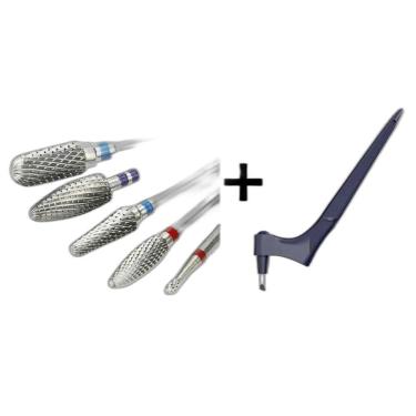 Imagem de Kit 5 Brocas Tungstênio Unhas Gel + Cortador Artesanal 360º