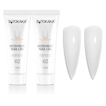 Imagem de SUTOKAKA 2 peças de gel de unhas de poliéster para iniciantes, 15 ml, poligel de extensão branca, kit profissional de aprimoramento de construtor para manicure, arte em casa, uso em salão de beleza