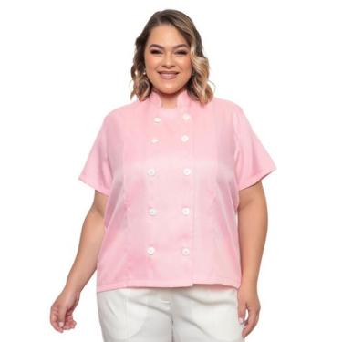 Imagem de Dolma Chef Feminina Plus Size Teodora Rosa Claro - gardenia jalecos, G