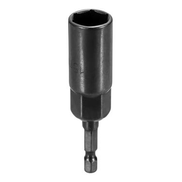 Imagem de HARFINGTON Broca de chave de porca soquete métrico de 15 mm haste sextavada de 1/10.2 cm (3,15" (80 mm) soquetes de 6 pontos extralongos conjuntos de parafusos de aço Cr-V de troca rápida para