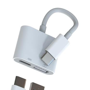 Imagem de Divisor USB C para iPhone 16 15 Pro Max para adaptador Apple (2 em 1) OTG cabo de câmera digital conversor de carregamento de telefone para carregador para cartão de dados iPad 2 em 1 adaptador leitor