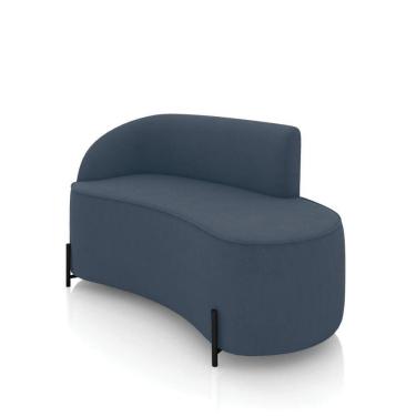 Imagem de Sofá 2 Lugares Orgânico 140cm Pé Ferro Preto Morgan Suede Azul Mar