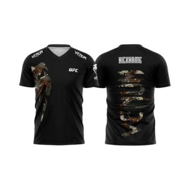 Imagem de Camiseta Masculina Preta E Branca UFC Com Estampa 3D, Manga Curta, Cas