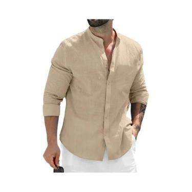 Imagem de Camisa Masculina De Algodão De Manga Comprida Para Outono, Respirável,