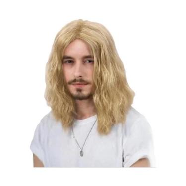 Imagem de Peruca Sintética Cacheada De Comprimento Médio Para Homens, Extensões 