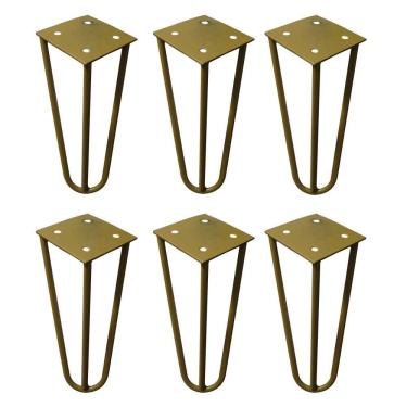 Imagem de Kit 6 Pés De Metal 15 Cm Mesas De Centro Puffs Dourado
