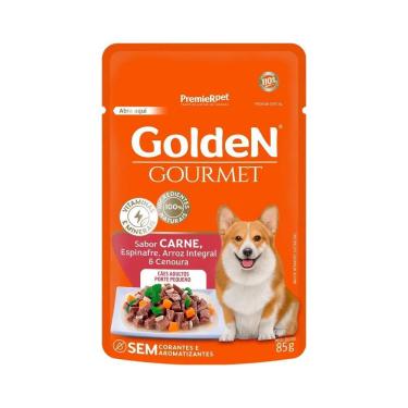 Imagem de Ração Úmida Golden Gourmet para Cães Adultos Pequeno Porte Sabor Carne Premier Pet 85g