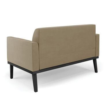 Imagem de Poltrona Namoradeira Decorativa Pés Fixo Em Madeira Preto Suede Nude