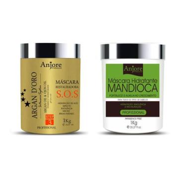 Imagem de Kit Cronograma Capilar 2 Máscara Tratamento Anjore 1kg Hidratação Mand