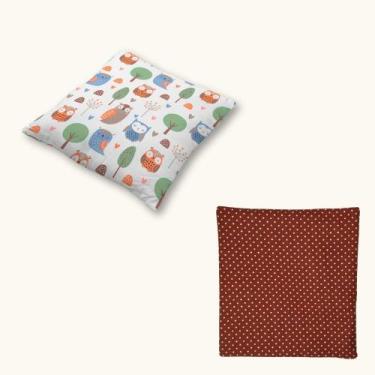 Imagem de Bolsa Sementes p/ cólica bebê Kit Bolsa e 2 Fronhas Corujas e Marrom P