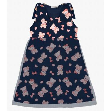 Imagem de Vestido em Cotton Leve e Tule Trick Nick Azul Marinho, 8, Azul Marinho