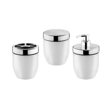 Imagem de Kit Conjunto De Banheiro Branco Pia Bancada 3 Peças Porta Algodão Esco
