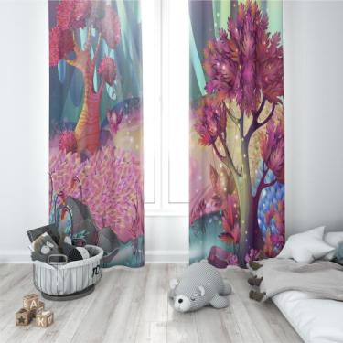 Imagem de Cortina Tecido Oxford Quarto Infantil Floresta Mágica - 140x220cm - Fa