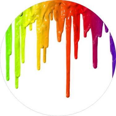 Imagem de Painel de Tecido Sublimado Redondo Tinta Escorrendo Colorida Educativo