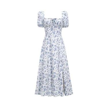 Imagem de Vestido Floral De Verão Com Babados Para Mulheres, Estilo Vintage Fran