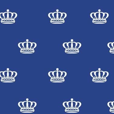 Imagem de Papel De Parede Azul E Coroas Branca Autocolante Sala Quarto
