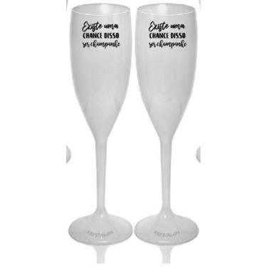 Imagem de Kit 6 Taças Champanhe Brancas Acrílico Personalizadas