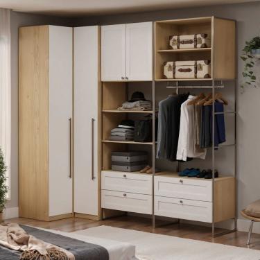 Imagem de Guarda-roupa Closet Modulado 100% Mdf Detalhes Provençal Infinity Savana/Branco Fosco
