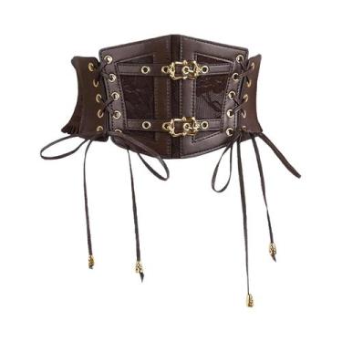 Imagem de Cinto Feminino De Couro Largo Com Elástico HERSHINE Y2K Estilo Gótico 