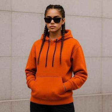 Imagem de Moletom Blusa de Frio Feminina Flanelada Canguro Com Capus-Feminino