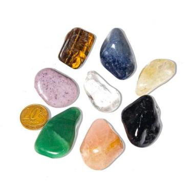 Imagem de Kit Misto 8 Pedras Roladas Grande 3cm ( Quartzo Azul, Rosa, Verde, Cri