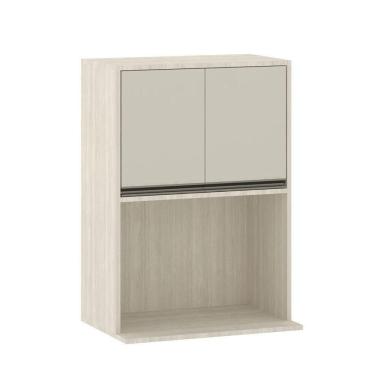 Imagem de Armário Aéreo 60 Cm Com Nicho Para Microondas 2 Portas Linea Pátina Ff/mocca Laca
