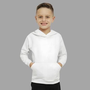 Imagem de Moletom Infantil Liso Especial Canguru Mb Sport Branco, Branco, 12