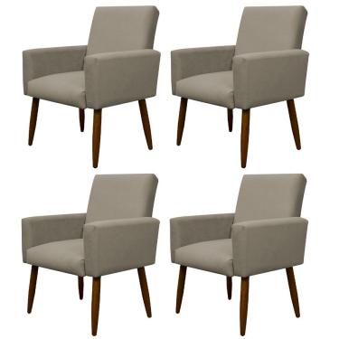 Imagem de Kit 4 Poltronas Decorativas Sala E Quarto Nina Suede Cor Cappuccino Herrero