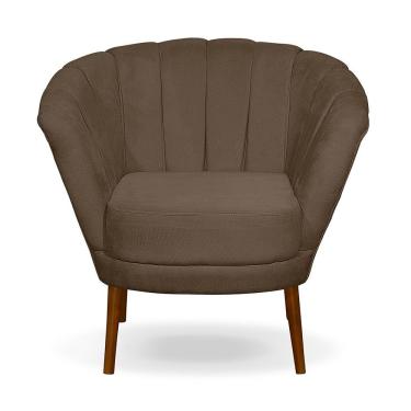 Imagem de Poltrona Pétala Flor Decorativa Suede Assento Espuma D23 Marrom Ki Barato Móveis