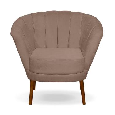 Imagem de Poltrona Pétala Flor Decorativa Suede Cappuccino Assento Espuma D23 Café Ki Barato Móveis