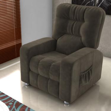 Imagem de Poltrona Reclinável Yo Veludo Maserati Encosto Fibra Siliconada Marrom CasaH