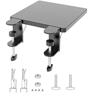 Imagem de Bandeja de teclado preta, extensor de mesa dobrável, projetado ergonomicamente, placa de extensão de mesa sem perfurações, fácil de montar, adequada para mesas, estantes de livros e mesas de