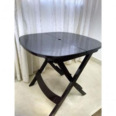 Imagem de Mesa Dobrável Kit 6 Retangular Tampo em Plástico Estrutura Resistente Prática Preto Branco