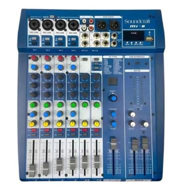 Imagem de Mesa de Som Analógica MI-8 com 8 Canais USB Bluetooth Efeitos 24 BITS Compacta e Portátil Soundcraft